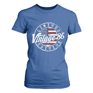 Funny 40th Birthday T Shirt For Women Vintage 1986 Stamp 40 Years Old American Flag TS11 Royal Blue Print Your Wear