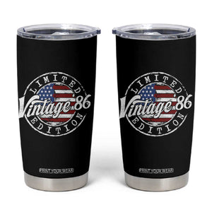 Funny 40th Birthday Tumbler Cup Vintage 1986 Stamp 40 Years Old American Flag TS11 Black Print Your Wear