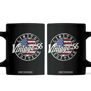 Funny 70th Birthday Coffee Mug Vintage 1956 Stamp 70 Years Old American Flag TS11 Black Print Your Wear