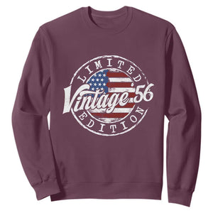 Funny 70th Birthday Sweatshirt Vintage 1956 Stamp 70 Years Old American Flag TS11 Maroon Print Your Wear