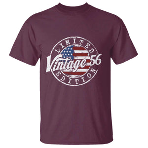 Funny 70th Birthday T Shirt Vintage 1956 Stamp 70 Years Old American Flag TS11 Maroon Print Your Wear