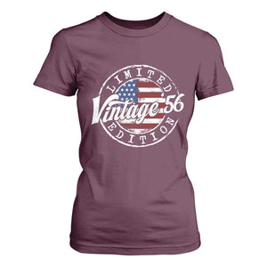 Funny 70th Birthday T Shirt For Women Vintage 1956 Stamp 70 Years Old American Flag TS11 Maroon Print Your Wear