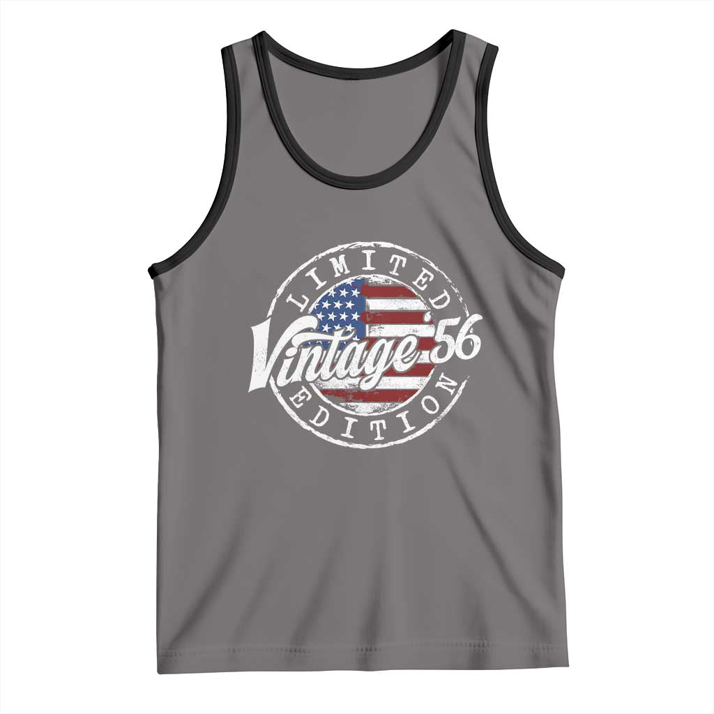 Funny 70th Birthday Tank Top Vintage 1956 Stamp 70 Years Old American Flag TS11 Deep Heather Black Print Your Wear
