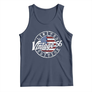 Funny 70th Birthday Tank Top Vintage 1956 Stamp 70 Years Old American Flag TS11 Navy Print Your Wear