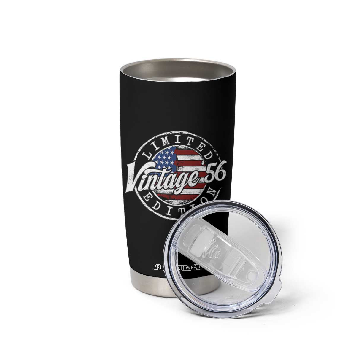 Funny 70th Birthday Tumbler Cup Vintage 1956 Stamp 70 Years Old American Flag TS11 Print Your Wear