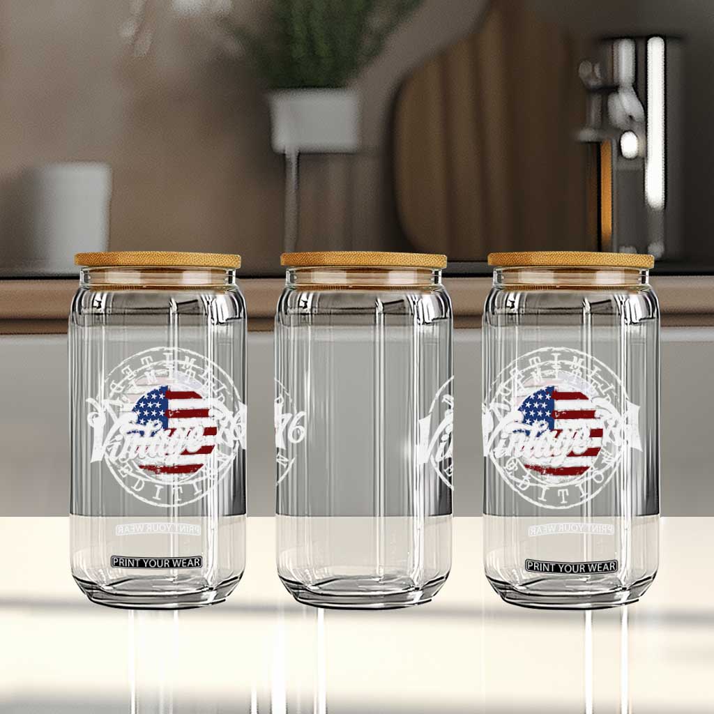 Funny 50th Birthday Glass Can Vintage 1976 Stamp 50 Years Old American Flag TS11 Print Your Wear
