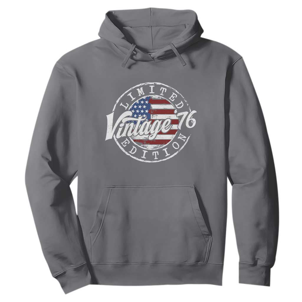 Funny 50th Birthday Hoodie Vintage 1976 Stamp 50 Years Old American Flag TS11 Charcoal Print Your Wear