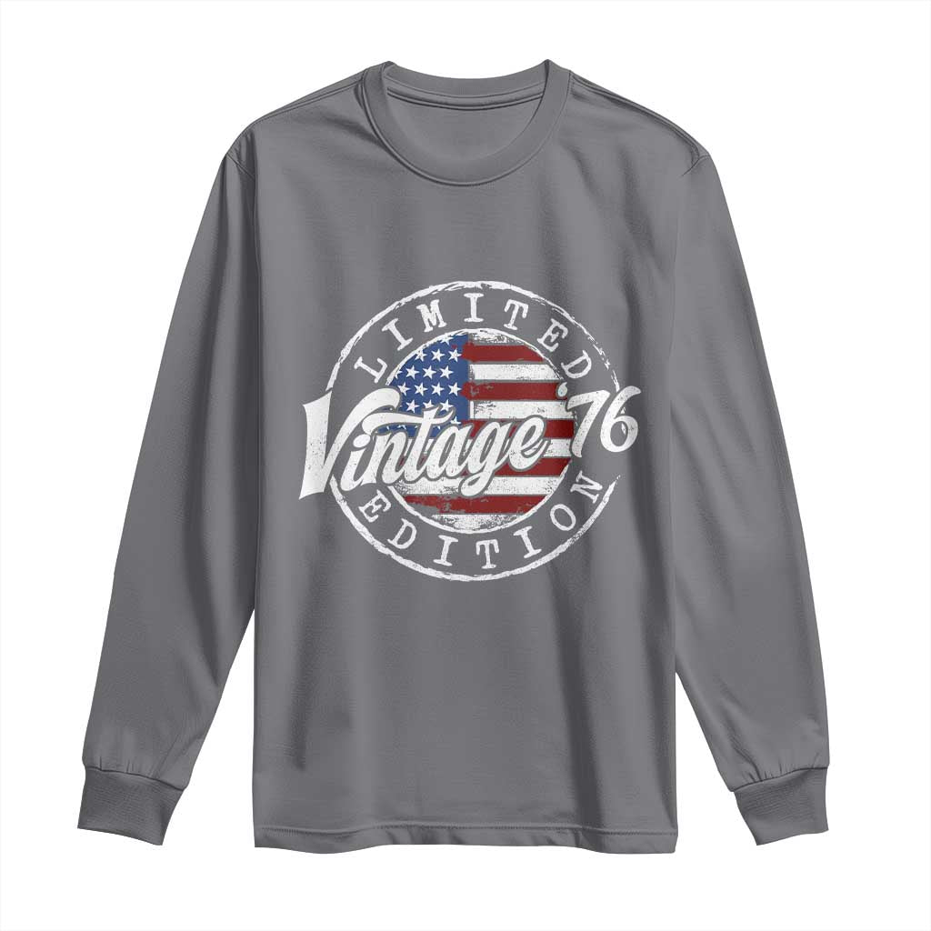 Funny 50th Birthday Long Sleeve Shirt Vintage 1976 Stamp 50 Years Old American Flag TS11 Charcoal Print Your Wear