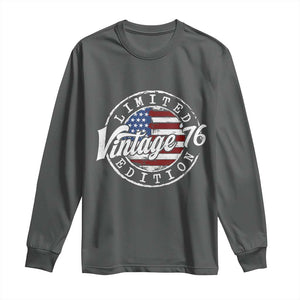 Funny 50th Birthday Long Sleeve Shirt Vintage 1976 Stamp 50 Years Old American Flag TS11 Dark Heather Print Your Wear