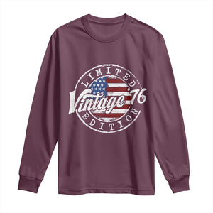 Funny 50th Birthday Long Sleeve Shirt Vintage 1976 Stamp 50 Years Old American Flag TS11 Maroon Print Your Wear