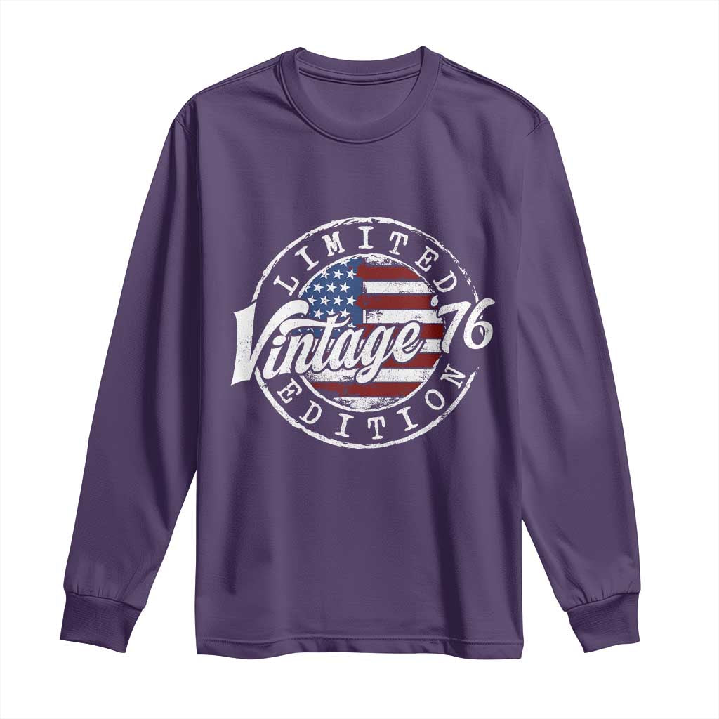 Funny 50th Birthday Long Sleeve Shirt Vintage 1976 Stamp 50 Years Old American Flag TS11 Purple Print Your Wear