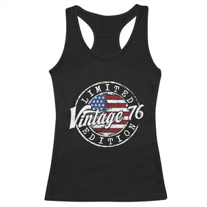 Funny 50th Birthday Racerback Tank Top Vintage 1976 Stamp 50 Years Old American Flag TS11 Black Print Your Wear