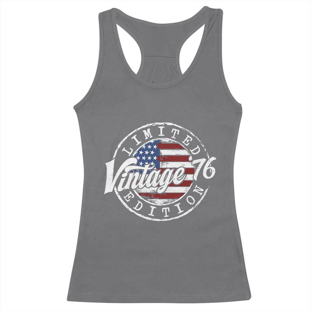 Funny 50th Birthday Racerback Tank Top Vintage 1976 Stamp 50 Years Old American Flag TS11 Charcoal Print Your Wear