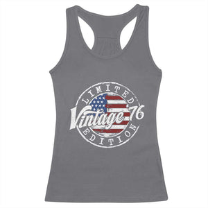Funny 50th Birthday Racerback Tank Top Vintage 1976 Stamp 50 Years Old American Flag TS11 Charcoal Print Your Wear