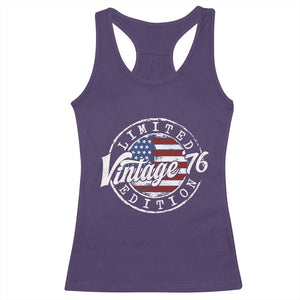 Funny 50th Birthday Racerback Tank Top Vintage 1976 Stamp 50 Years Old American Flag TS11 Purple Print Your Wear