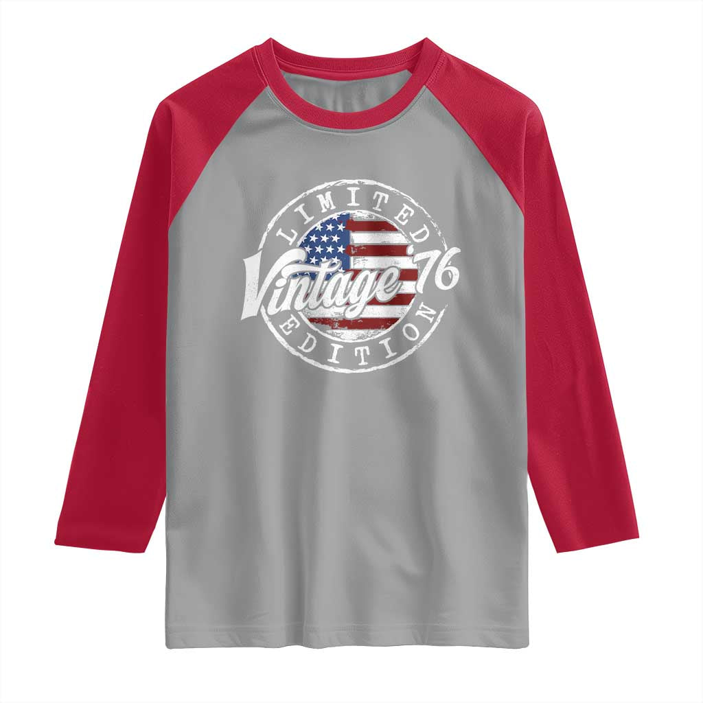 Funny 50th Birthday Raglan Shirt Vintage 1976 Stamp 50 Years Old American Flag TS11 Sport Gray Red Print Your Wear