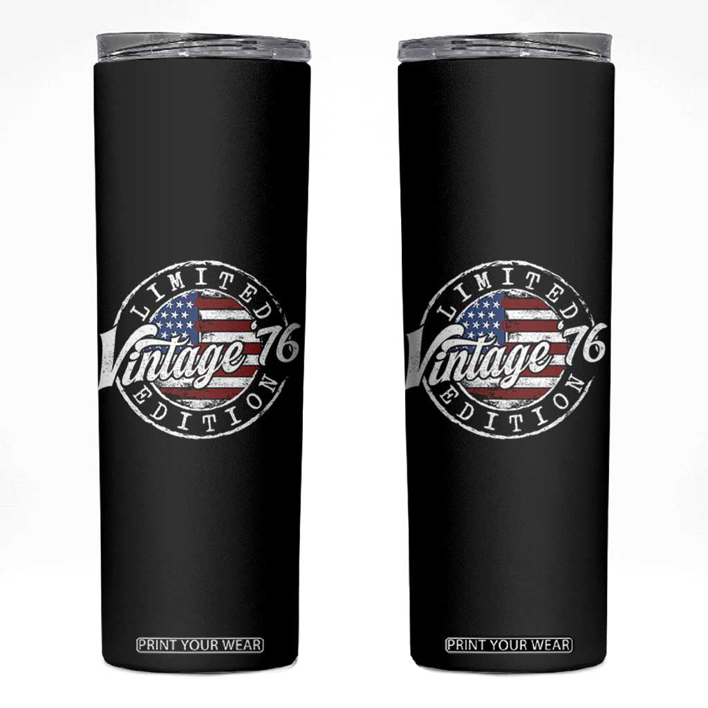 Funny 50th Birthday Skinny Tumbler Vintage 1976 Stamp 50 Years Old American Flag TS11 Black Print Your Wear