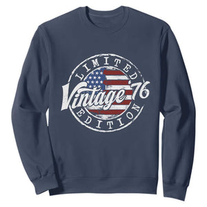 Funny 50th Birthday Sweatshirt Vintage 1976 Stamp 50 Years Old American Flag TS11 Navy Print Your Wear