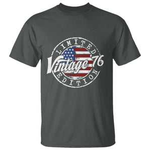 Funny 50th Birthday T Shirt Vintage 1976 Stamp 50 Years Old American Flag TS11 Dark Heather Print Your Wear