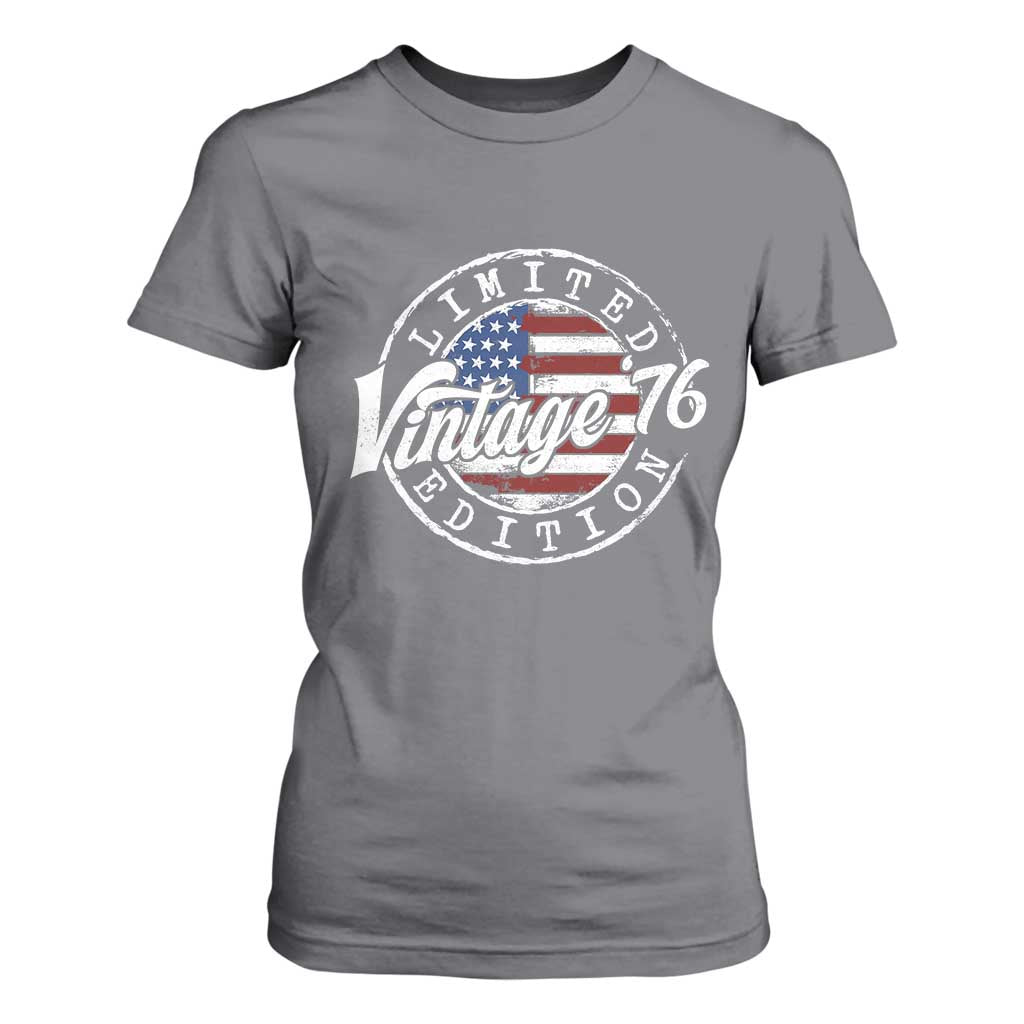 Funny 50th Birthday T Shirt For Women Vintage 1976 Stamp 50 Years Old American Flag TS11 Charcoal Print Your Wear