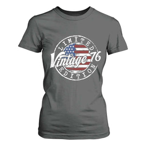Funny 50th Birthday T Shirt For Women Vintage 1976 Stamp 50 Years Old American Flag TS11 Dark Heather Print Your Wear