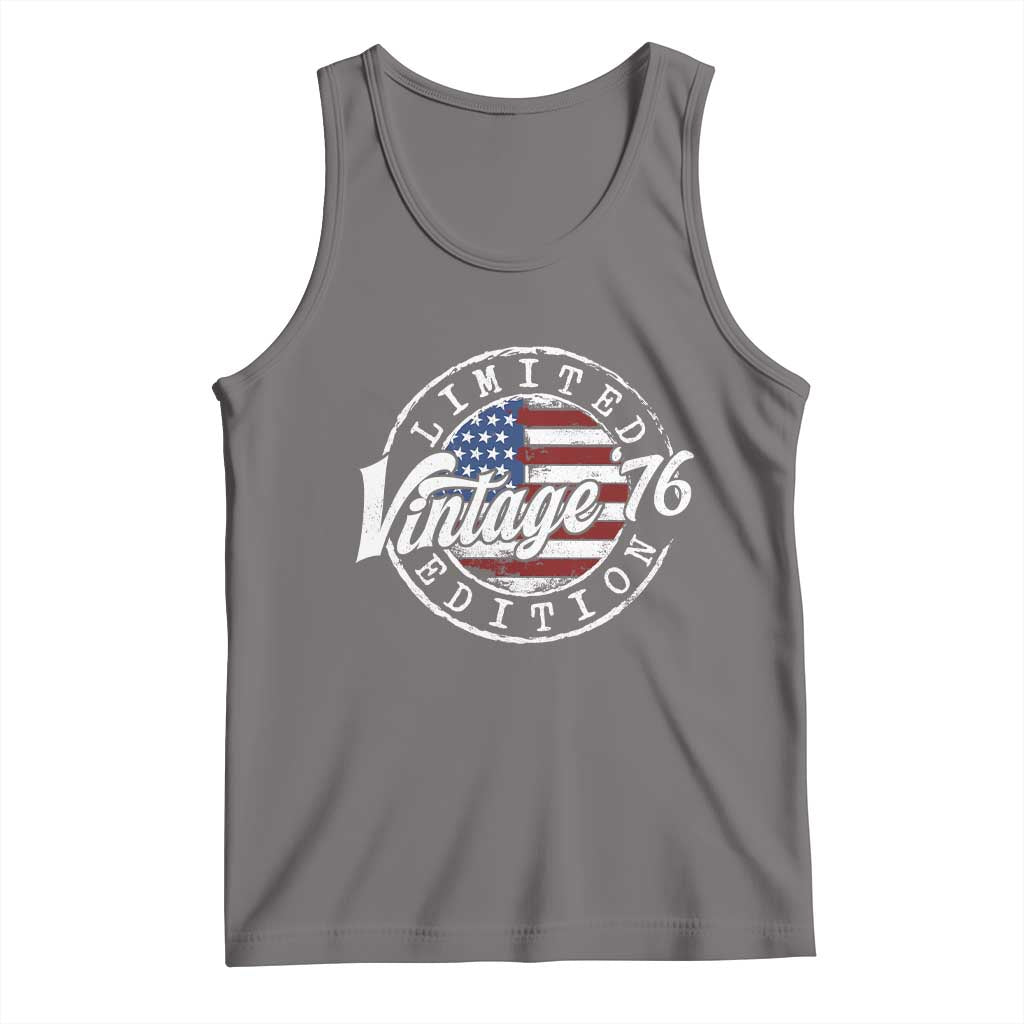 Funny 50th Birthday Tank Top Vintage 1976 Stamp 50 Years Old American Flag TS11 Deep Heather Print Your Wear