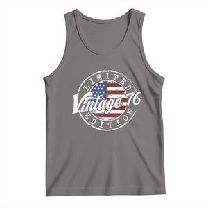 Funny 50th Birthday Tank Top Vintage 1976 Stamp 50 Years Old American Flag TS11 Deep Heather Print Your Wear