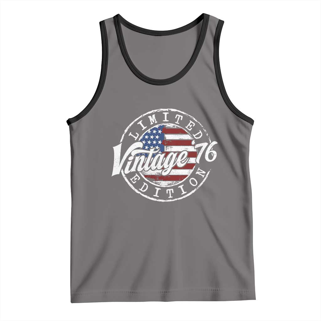 Funny 50th Birthday Tank Top Vintage 1976 Stamp 50 Years Old American Flag TS11 Deep Heather Black Print Your Wear