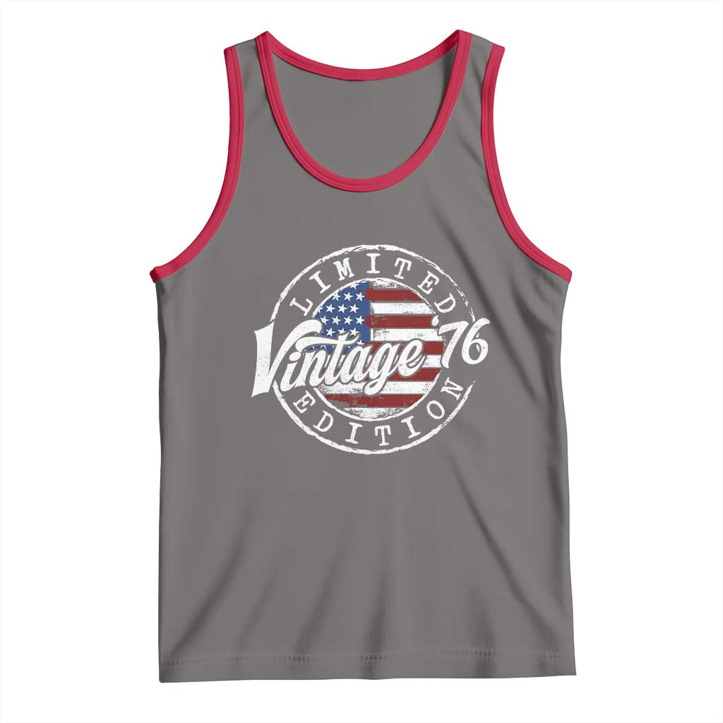 Funny 50th Birthday Tank Top Vintage 1976 Stamp 50 Years Old American Flag TS11 Deep Heather Red Print Your Wear