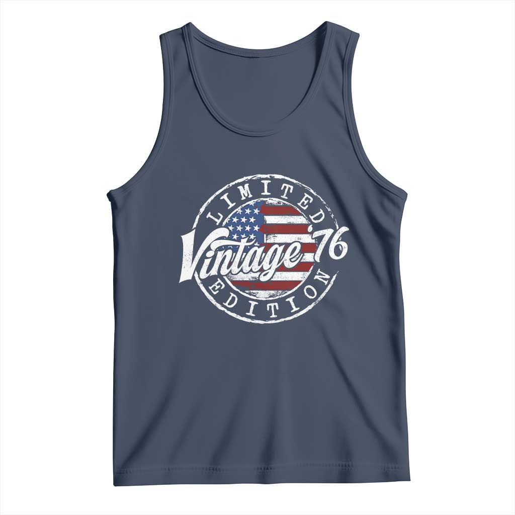 Funny 50th Birthday Tank Top Vintage 1976 Stamp 50 Years Old American Flag TS11 Navy Print Your Wear