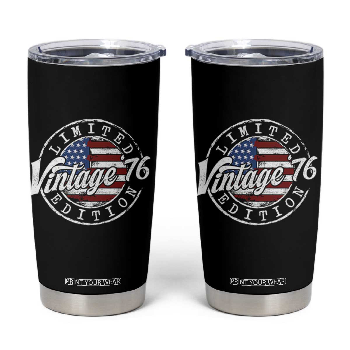 Funny 50th Birthday Tumbler Cup Vintage 1976 Stamp 50 Years Old American Flag TS11 Black Print Your Wear