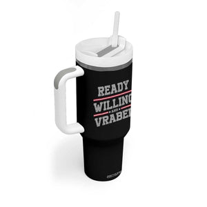 Ready Willing And Vrabel Tumbler With Handle Funny Football Coach NFE Quote TS11 Print Your Wear