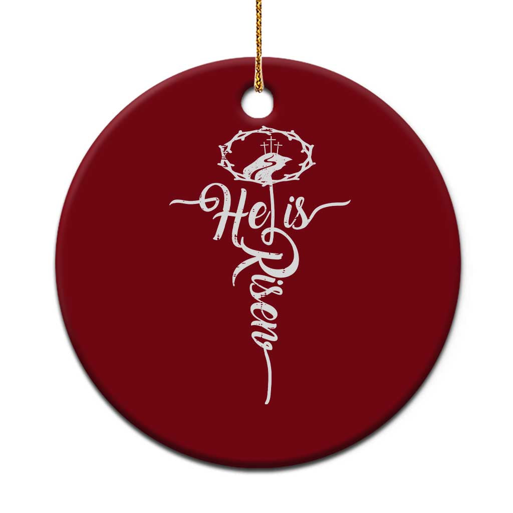 Easter He Is Risen Ceramic Ornament Christian Easter Day Religious Cross TS11 1pc Red Print Your Wear