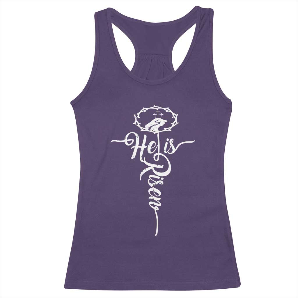 Easter He Is Risen Racerback Tank Top Christian Easter Day Religious Cross TS11 Purple Print Your Wear