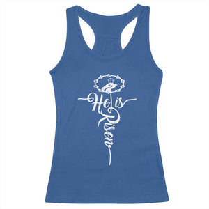 Easter He Is Risen Racerback Tank Top Christian Easter Day Religious Cross TS11 Royal Blue Print Your Wear