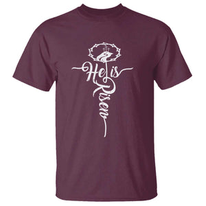 Easter He Is Risen T Shirt - Christian Easter Day Religious Cross TS11 Maroon Print Your Wear