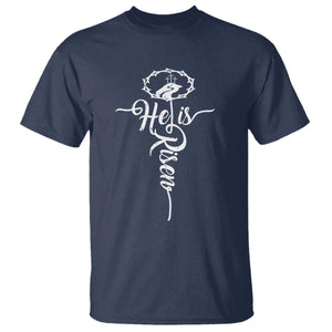 Easter He Is Risen T Shirt - Christian Easter Day Religious Cross TS11 Navy Print Your Wear