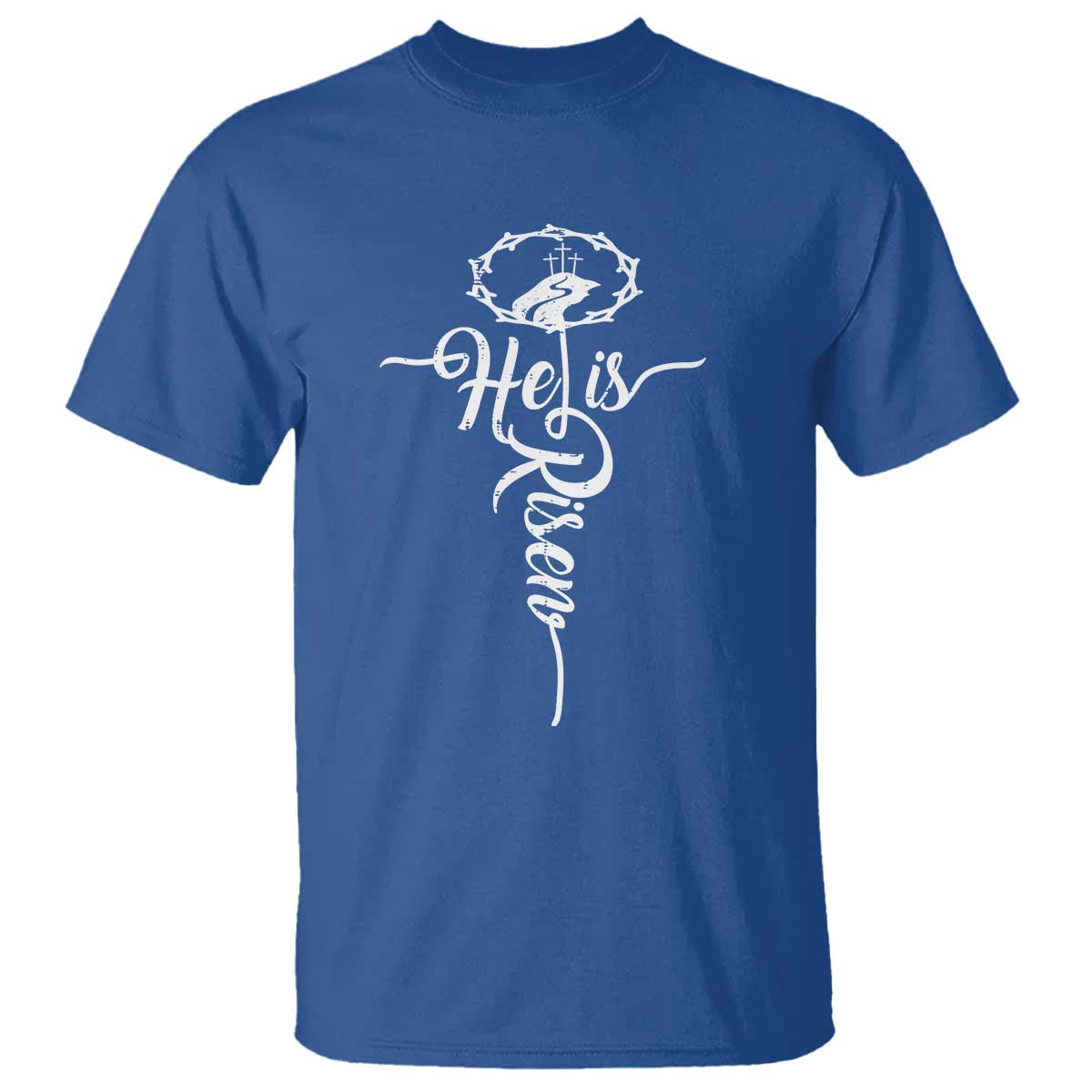 Easter He Is Risen T Shirt - Christian Easter Day Religious Cross TS11 Royal Blue Print Your Wear