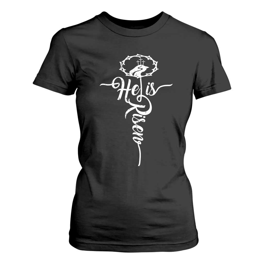 Easter He Is Risen T Shirt For Women Christian Easter Day Religious Cross TS11 Black Print Your Wear