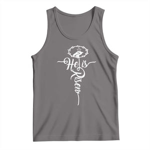 Easter He Is Risen Tank Top Christian Easter Day Religious Cross TS11 Deep Heather Print Your Wear