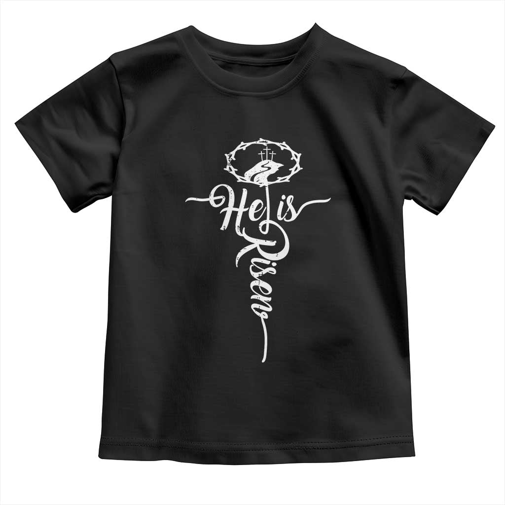 Easter He Is Risen Toddler T Shirt Christian Easter Day Religious Cross TS11 Black Print Your Wear