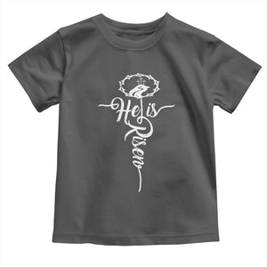 Easter He Is Risen Toddler T Shirt Christian Easter Day Religious Cross TS11 Dark Heather Print Your Wear