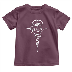 Easter He Is Risen Toddler T Shirt Christian Easter Day Religious Cross TS11 Maroon Print Your Wear