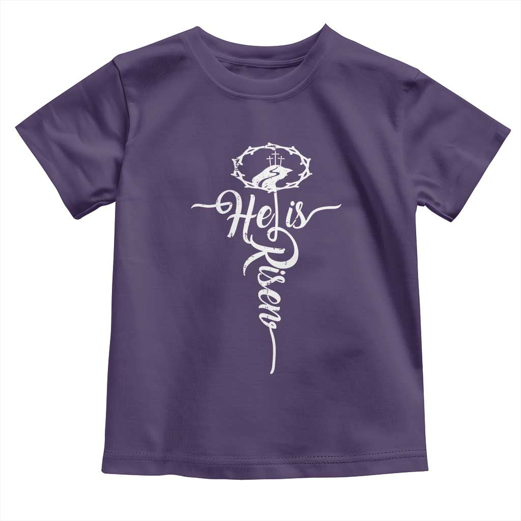 Easter He Is Risen Toddler T Shirt Christian Easter Day Religious Cross TS11 Purple Print Your Wear