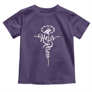 Easter He Is Risen Toddler T Shirt Christian Easter Day Religious Cross TS11 Purple Print Your Wear