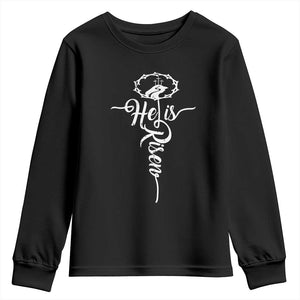 Easter He Is Risen Youth Sweatshirt Christian Easter Day Religious Cross TS11 Black Print Your Wear