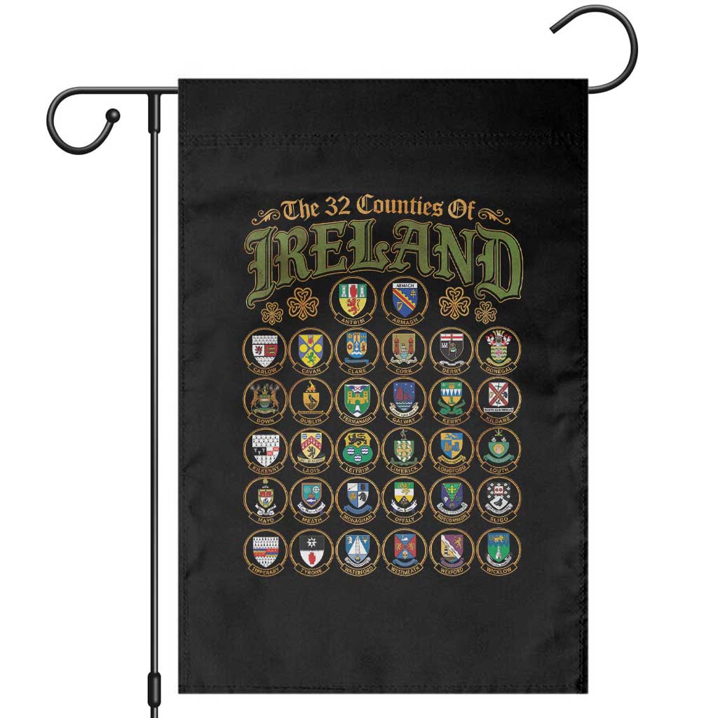 The 32 Counties Of Ireland Garden Flag Irish Pride Heritage Vintage Celtic Shamrock TS11 Black Print Your Wear