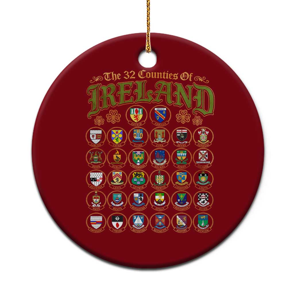 The 32 Counties Of Ireland Ceramic Ornament Irish Pride Heritage Vintage Celtic Shamrock TS11 1pc Red Print Your Wear