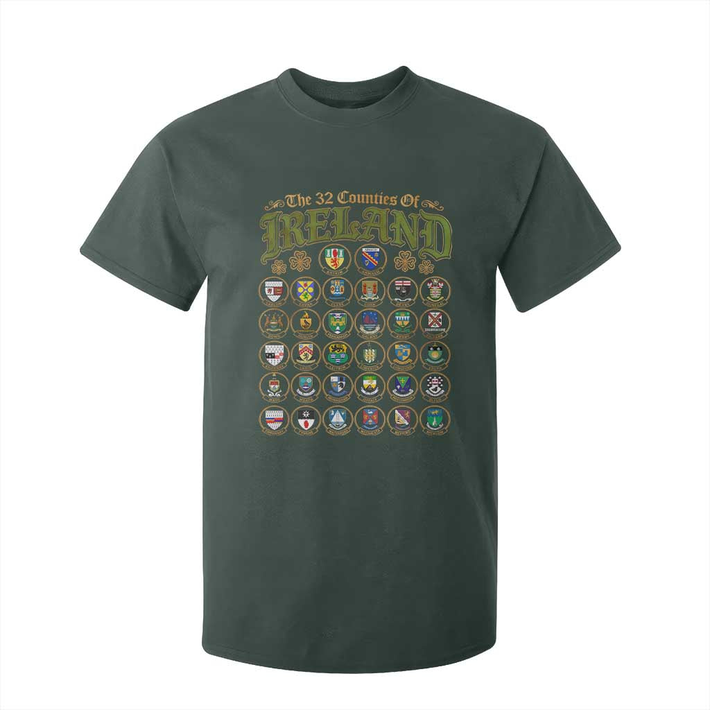 The 32 Counties Of Ireland T Shirt For Kid Irish Pride Heritage Vintage Celtic Shamrock TS11 Dark Forest Green Print Your Wear