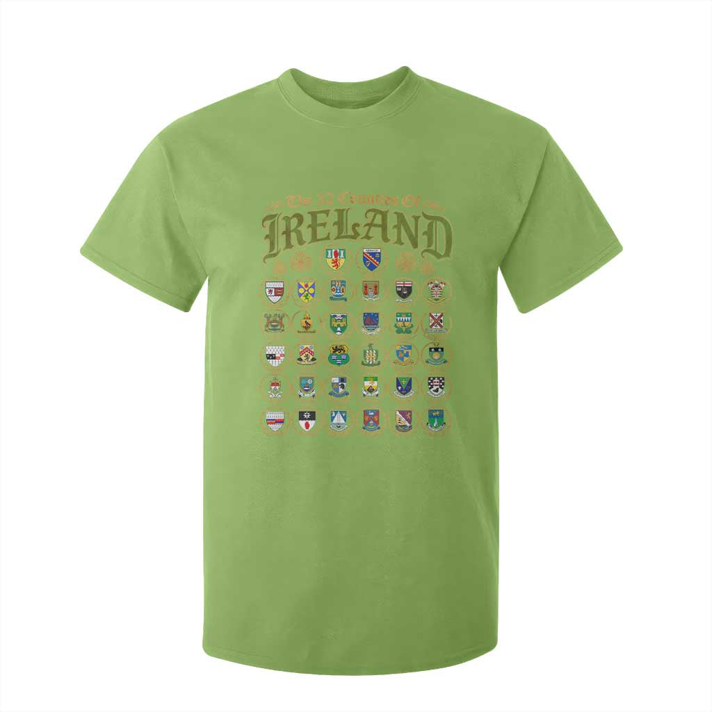 The 32 Counties Of Ireland T Shirt For Kid Irish Pride Heritage Vintage Celtic Shamrock TS11 Lime Print Your Wear